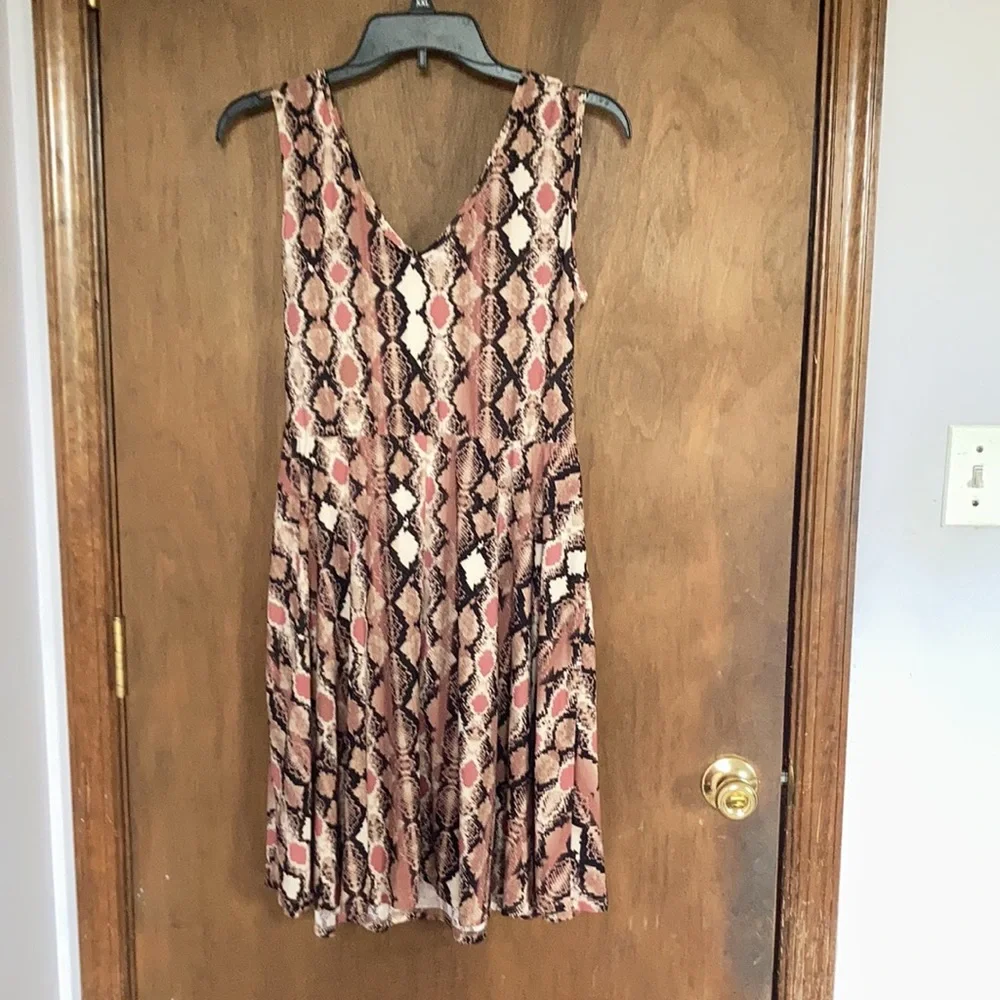 Candie’s python print animal print fit & flare dress w stretch L jr - Picture 7 of 15